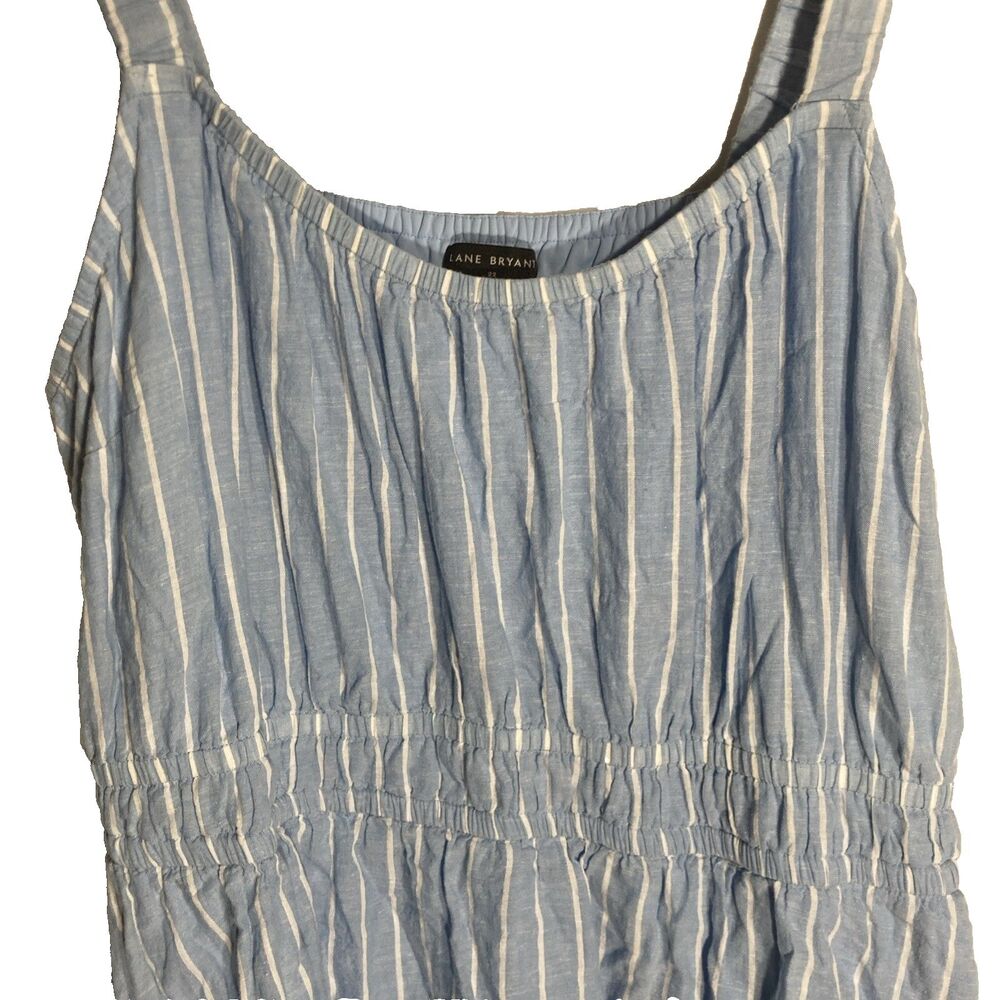 LANE BRYANT blue white striped elastic empire waist linen cotton sundress 22 - Picture 3 of 9